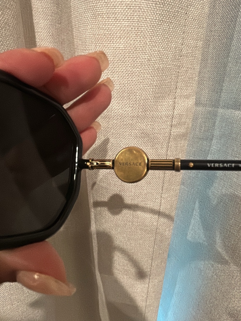 Versace Black and Gold Octagonal Sunglasses - Picture 4 of 12